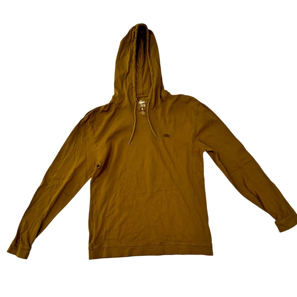 Lacoste Mustard Yellow Hoodie Men's 4 100% Cotton Devanlay Quiet Luxury - Picture 2 of 13